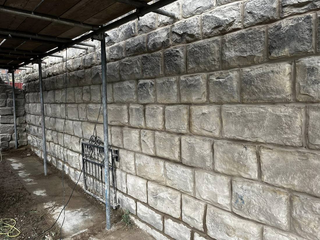 Repointed stone wall